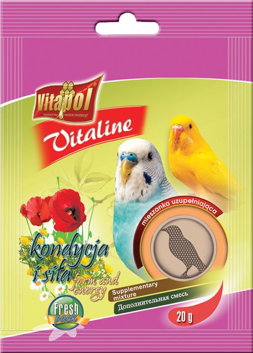 Подкормка для волнистых попугаев Vitapol Vitaline Форма и сила 20 г.