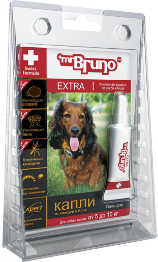 Капли для собак Mr.Bruno Extra от паразитов 5-10 кг.